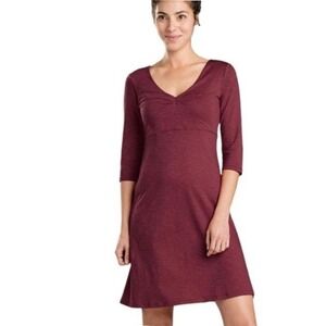 Toad&Co Womens Sz M Purple Organic Cotton Empire Rosalinda Dress Athleisure EUC